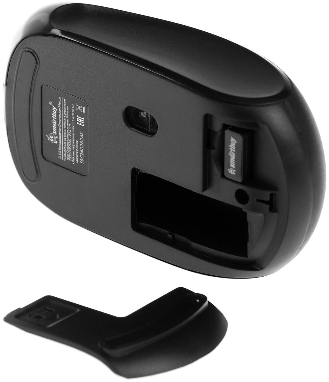 Комплект клавиатура и мышь Smartbuy ONE 240262AG, беспроводной, мембранная клавиатура, 1600 dpi, USB, чёрный