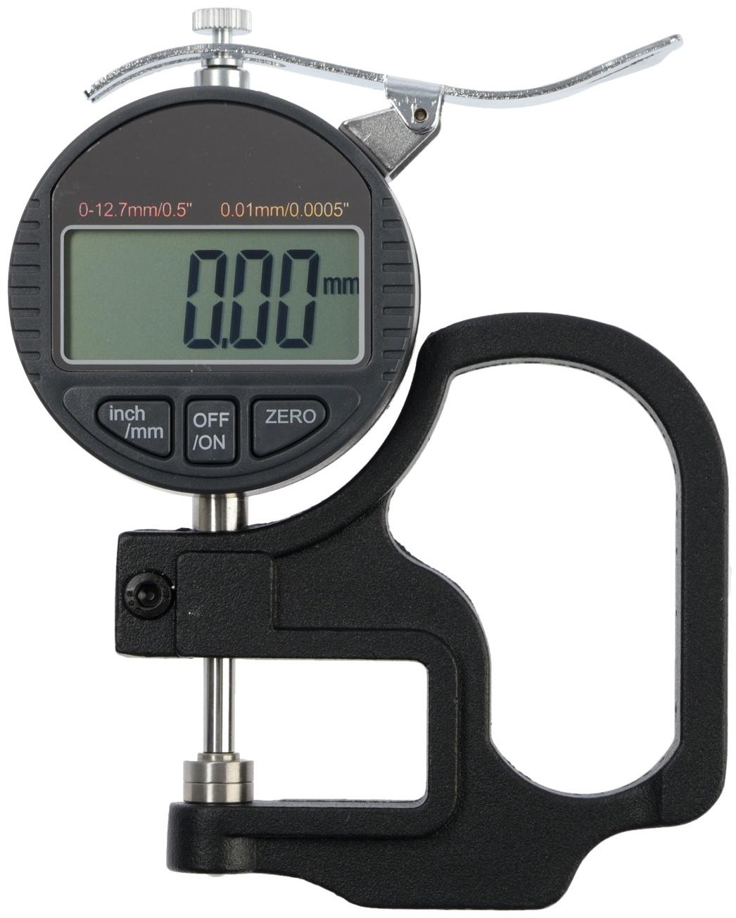 Толщиномер электронный ТУНДРА, металлический, диапазон 0-12.7 мм, точность 0.01 мм