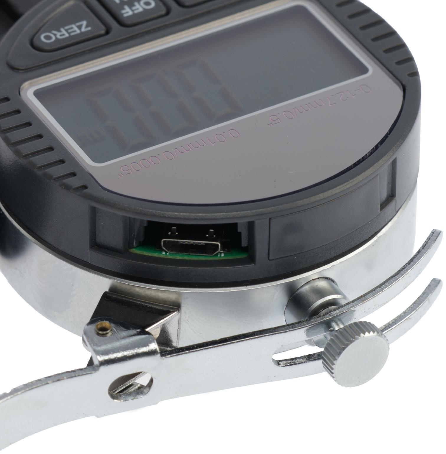 Толщиномер электронный ТУНДРА, металлический, диапазон 0-12.7 мм, точность 0.01 мм