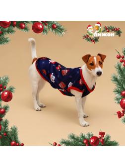 Майка для животных «Новогодняя ночь», размер L (ДС 35, ОШ 35, ОГ 45 см), синяя