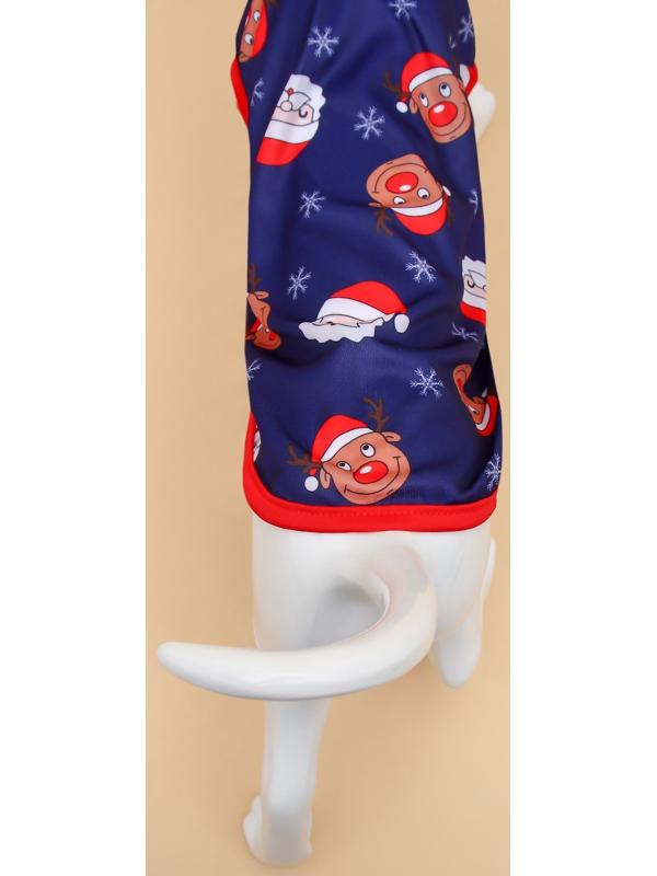 Майка для животных «Новогодняя ночь», размер L (ДС 35, ОШ 35, ОГ 45 см), синяя