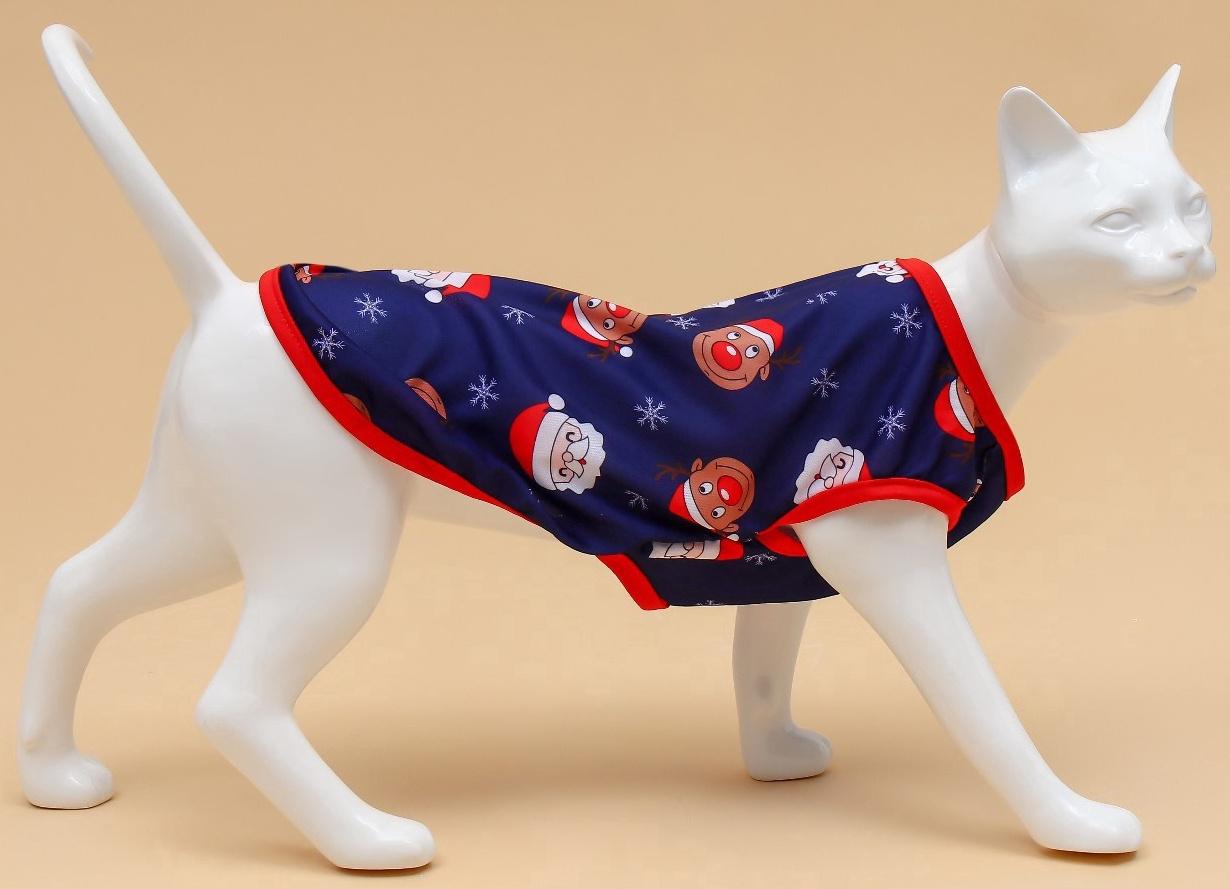 Майка для животных «Новогодняя ночь», размер M (ДС 30, ОШ 30, ОГ 40 см), синяя