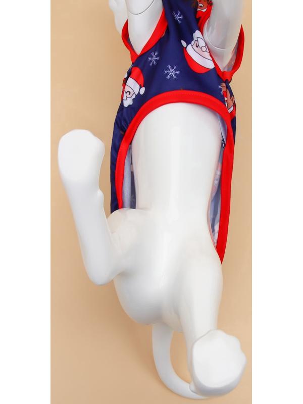 Майка для животных «Новогодняя ночь», размер M (ДС 30, ОШ 30, ОГ 40 см), синяя