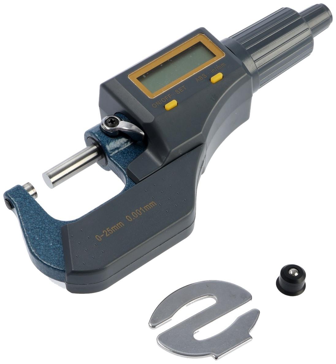 Микрометр электронный ТУНДРА, металлический, диапазон 0-25 мм, шаг измерения 0.001 мм