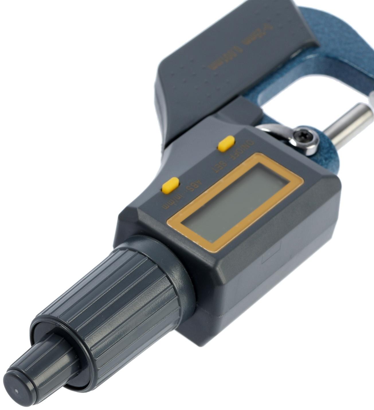 Микрометр электронный ТУНДРА, металлический, диапазон 0-25 мм, шаг измерения 0.001 мм