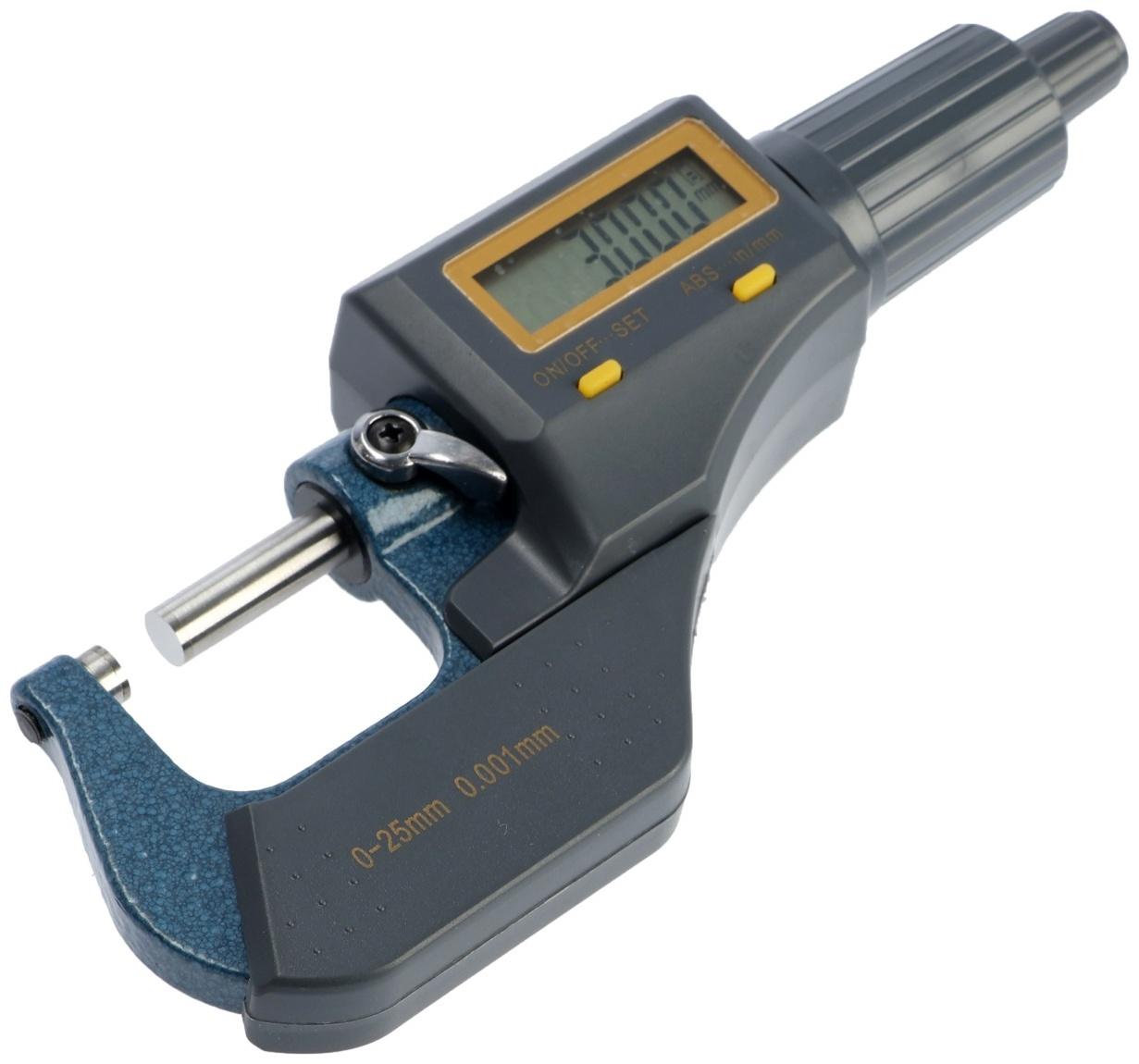 Микрометр электронный ТУНДРА, металлический, диапазон 0-25 мм, шаг измерения 0.001 мм