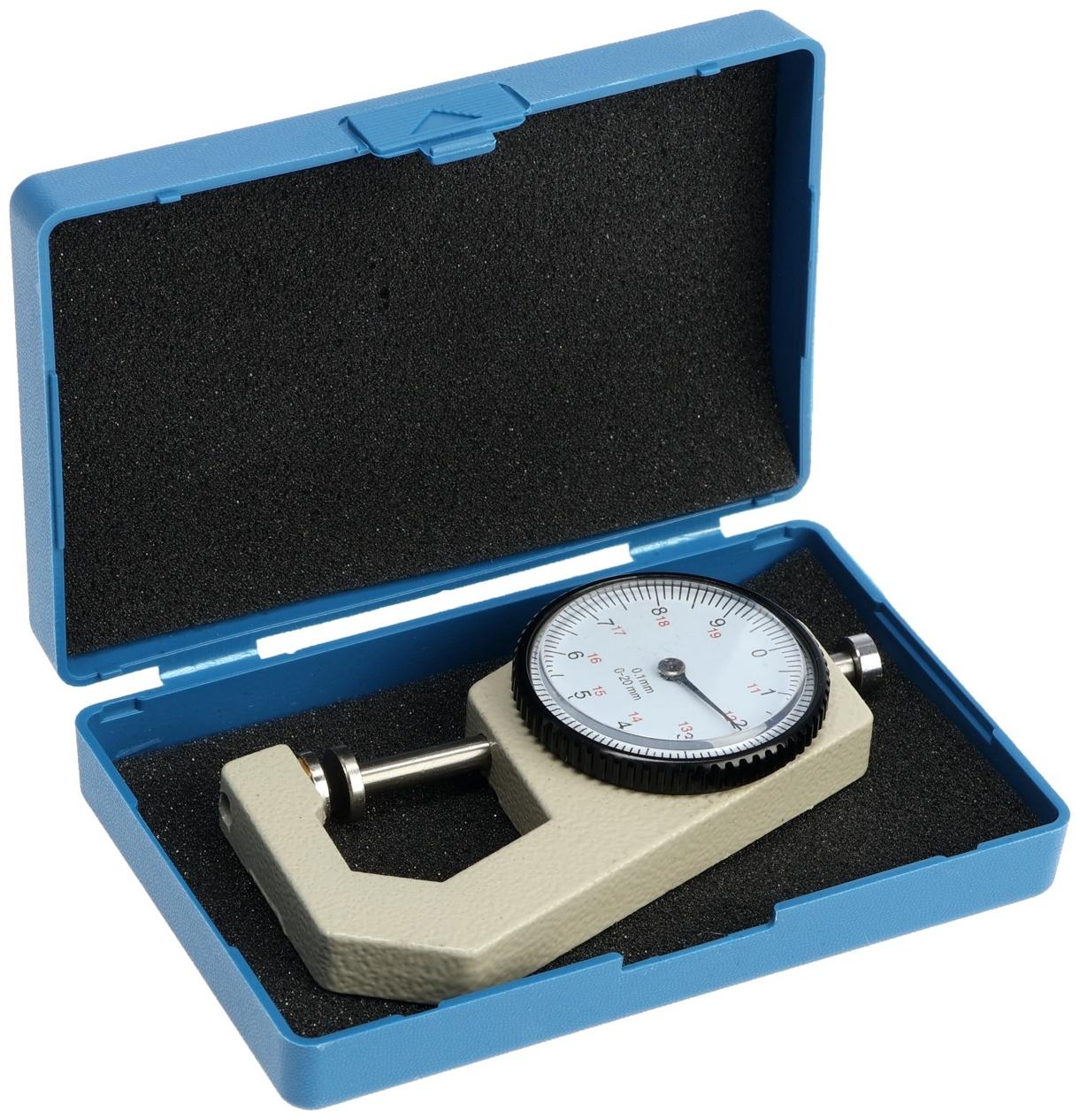 Толщиномер ТУНДРА, металлический, диапазон 0-20 мм, шаг измерения 0.001 мм