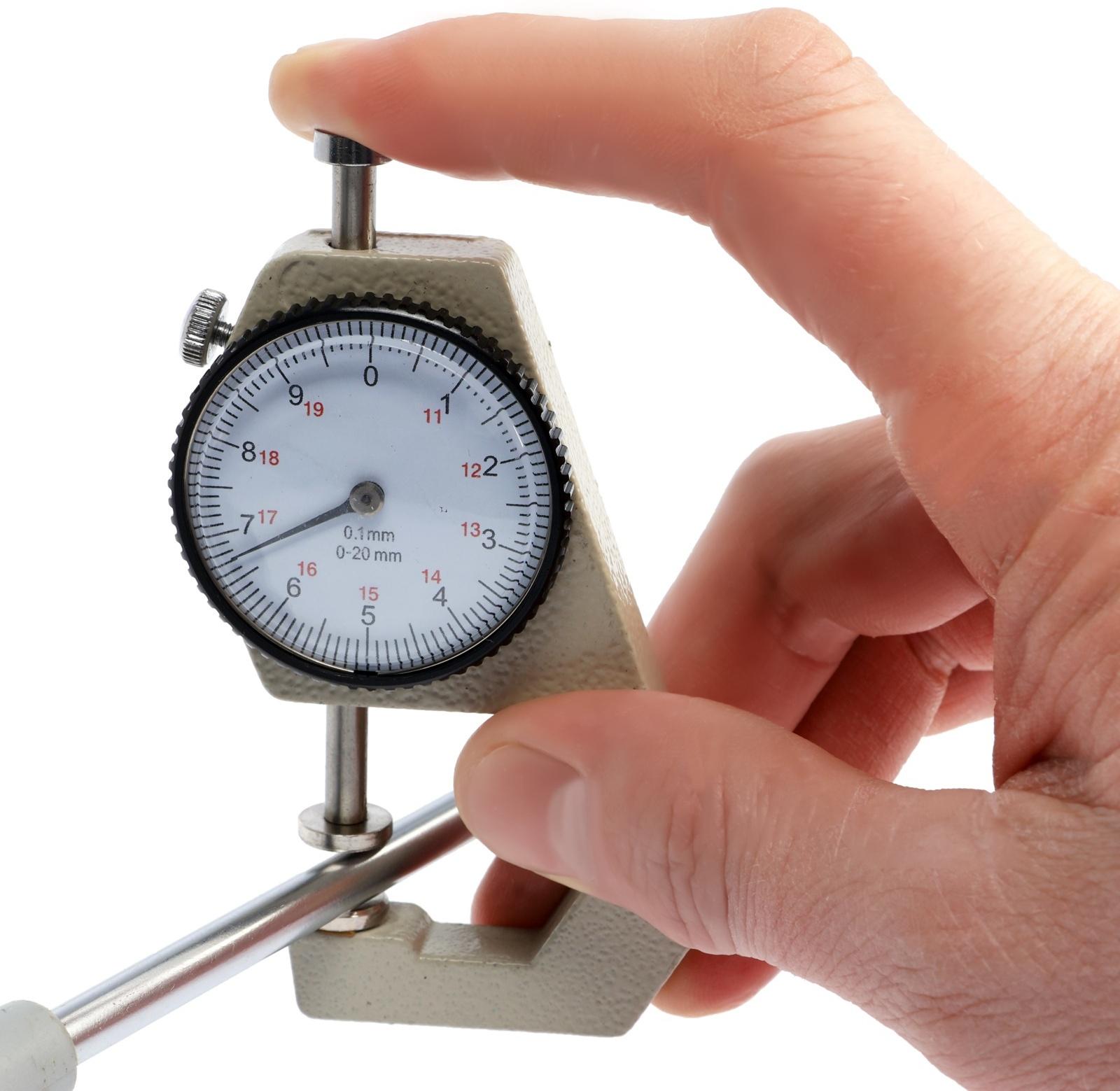 Толщиномер ТУНДРА, металлический, диапазон 0-20 мм, шаг измерения 0.001 мм
