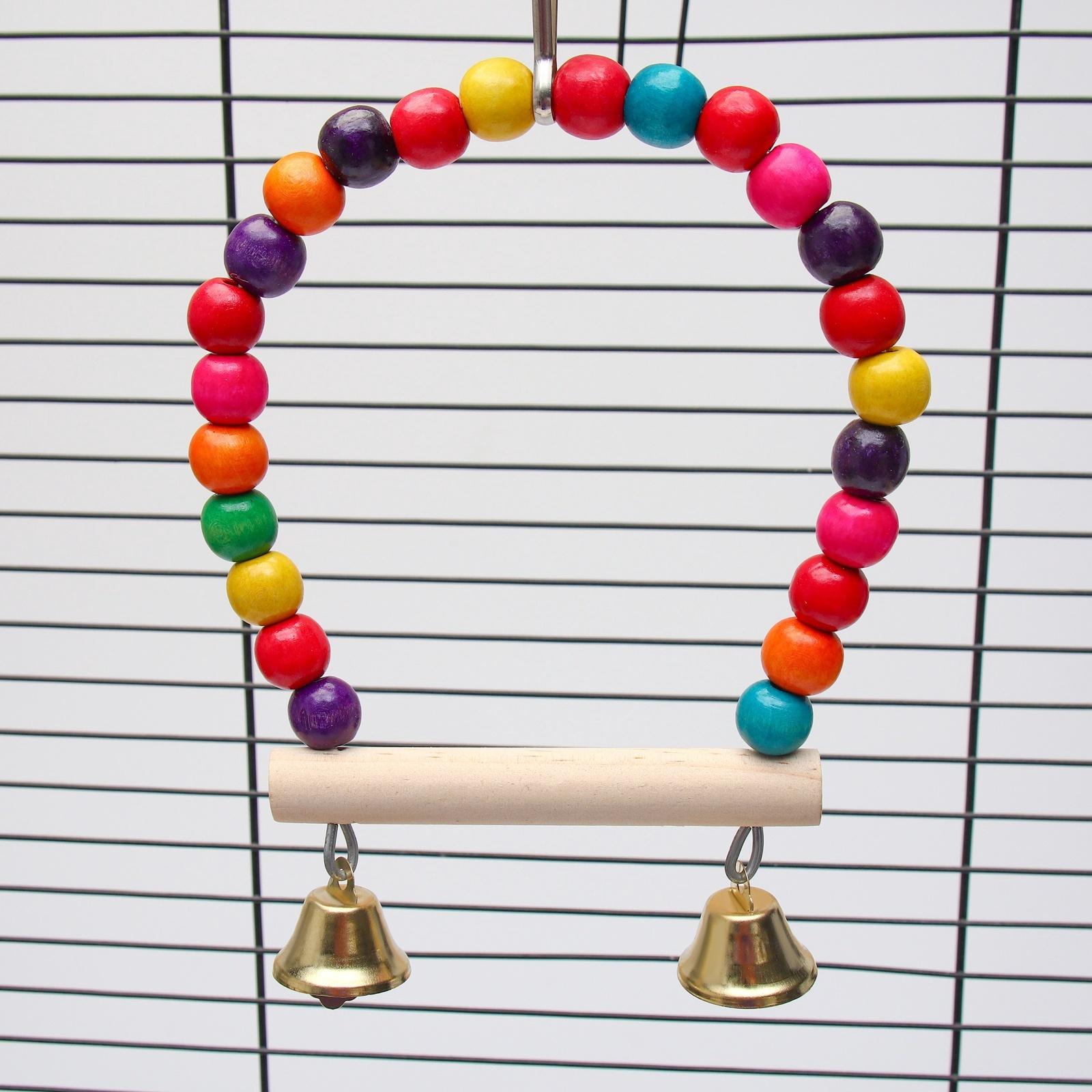 Качели для птиц с деревянной жердочкой, 15 см, микс цветов