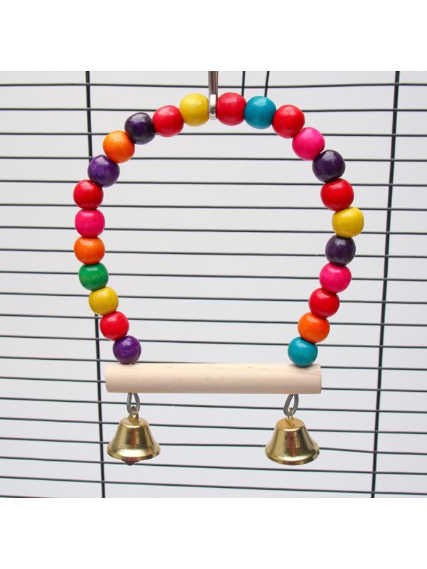 Качели для птиц с деревянной жердочкой, 15 см, микс цветов