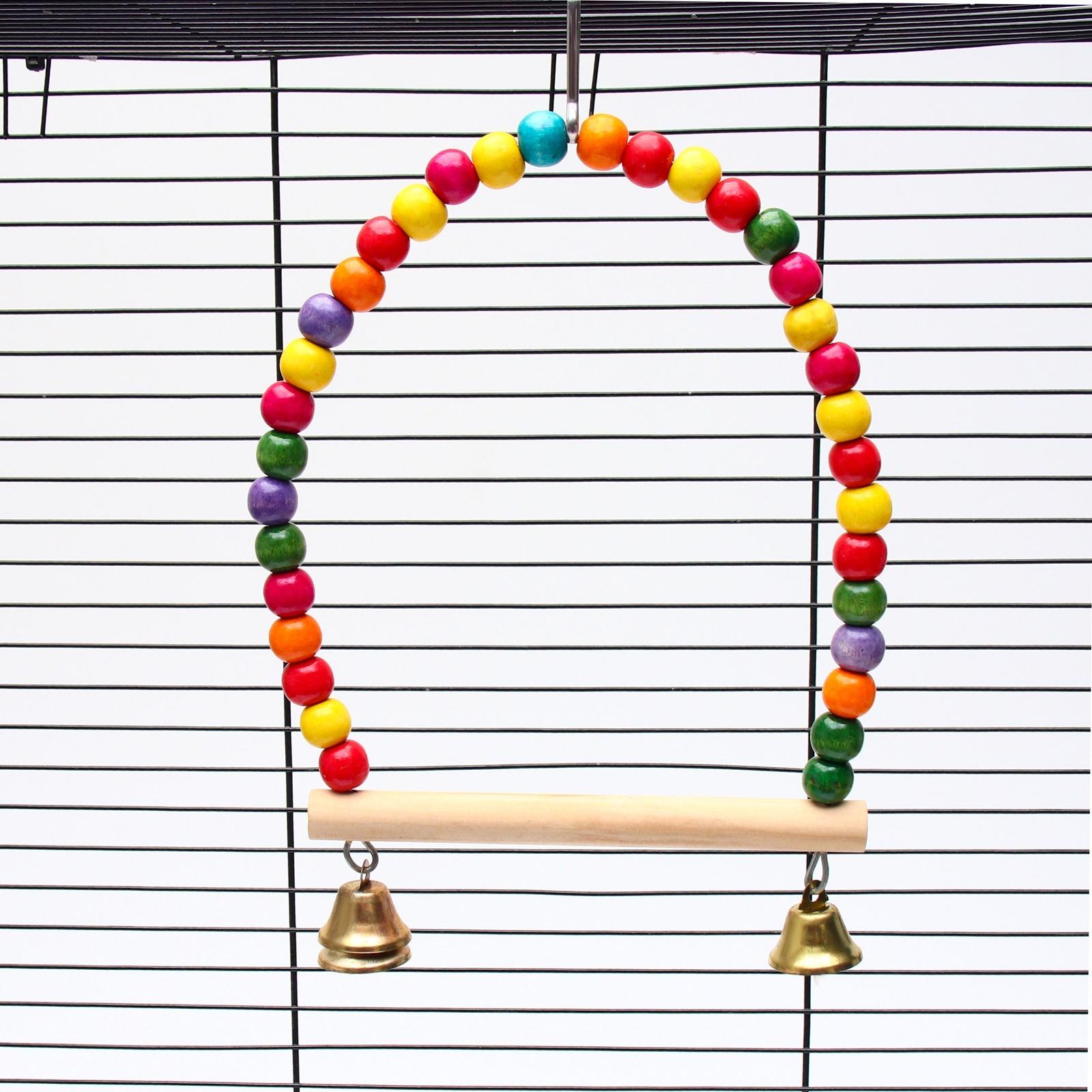 Качели для птиц с деревянной жердочкой, 20 см, микс цветов