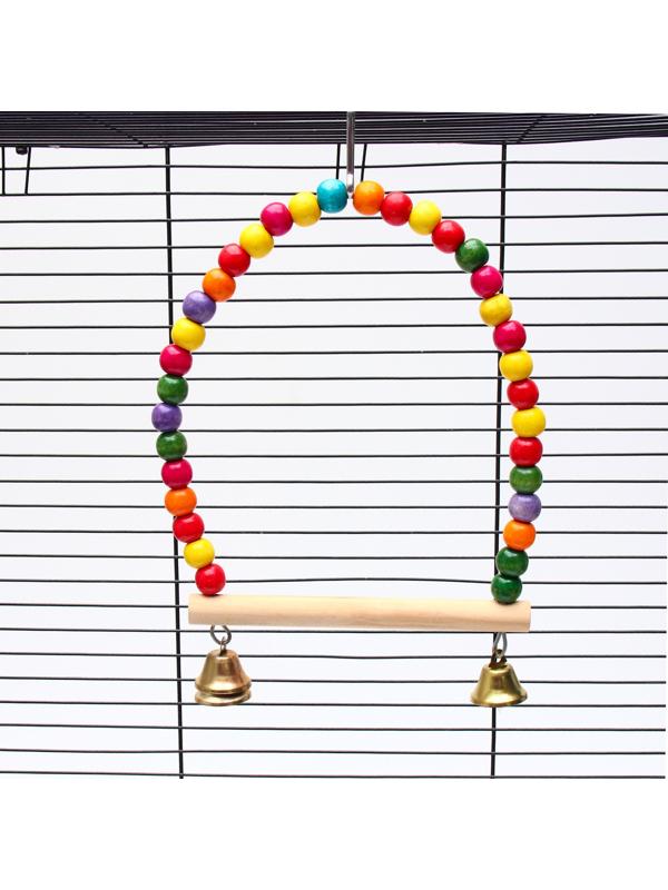 Качели для птиц с деревянной жердочкой, 20 см, микс цветов