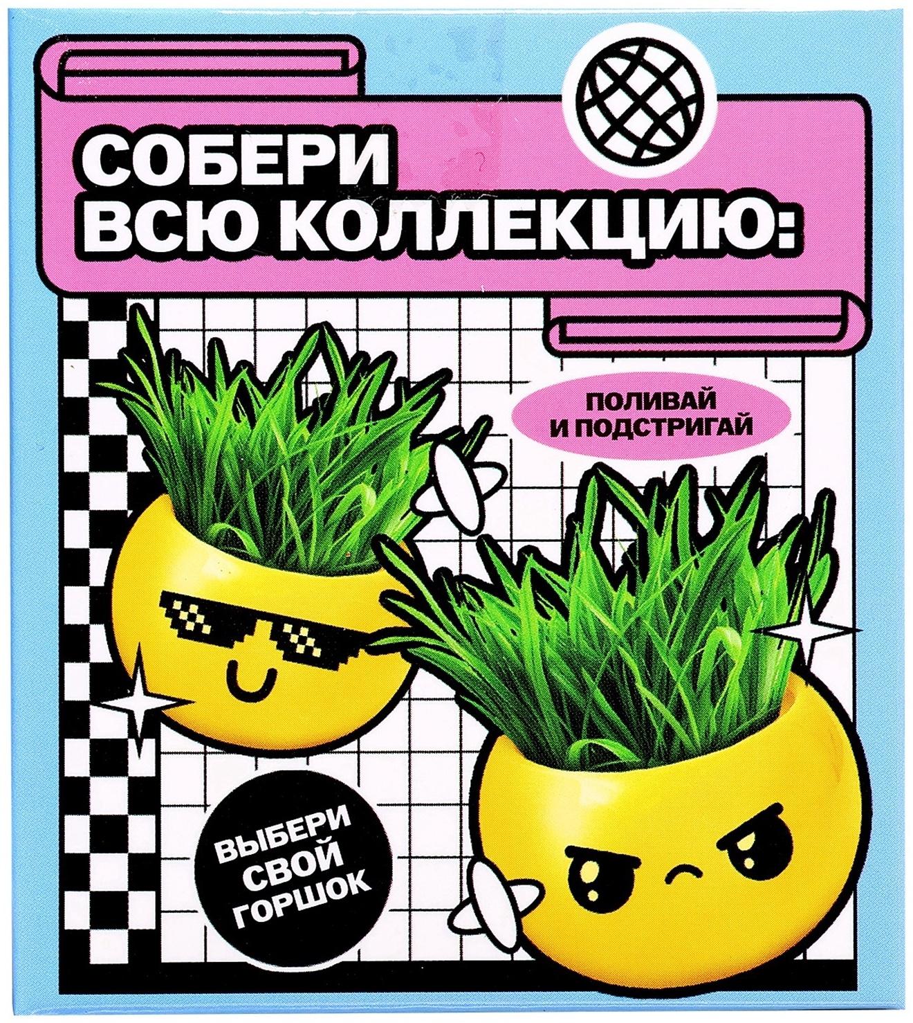 Набор для опытов, для детей «Выращиваем травку», растение в горшочке - эмодзи «Поцелуйчик»