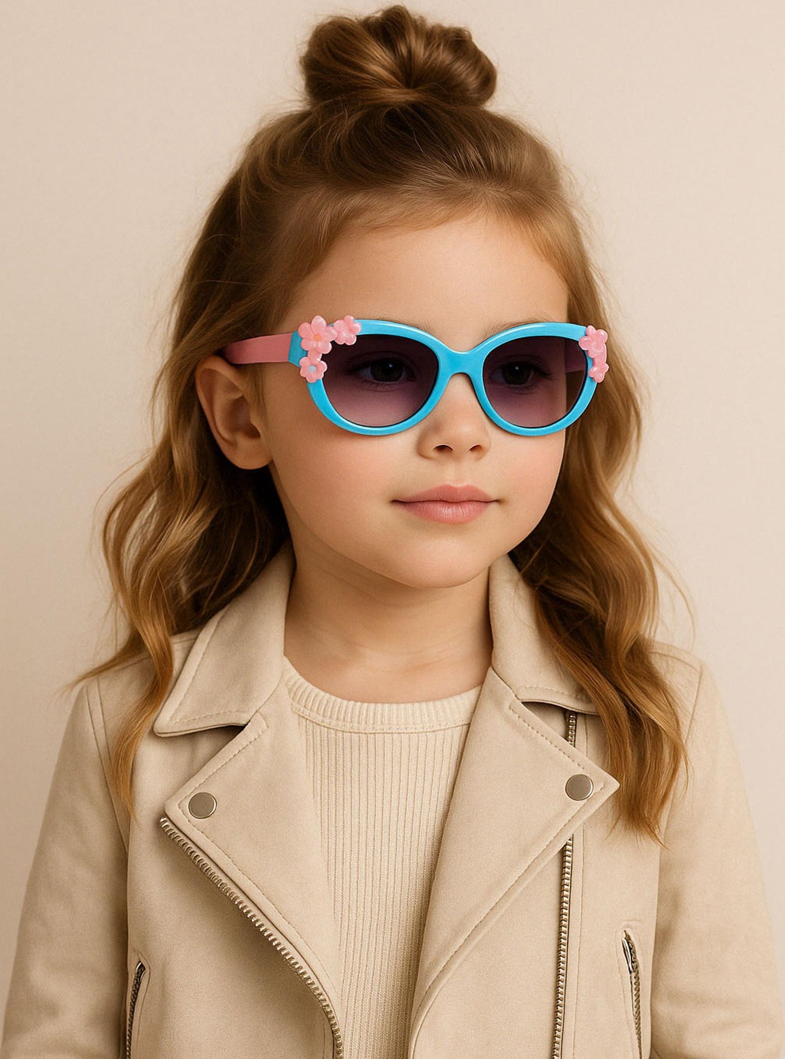 Очки солнцезащитные детские «OneSun. Цветочки», uv 400, голубой, розовый