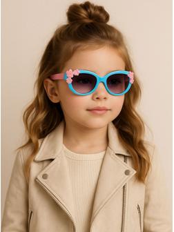 Очки солнцезащитные детские «OneSun. Цветочки», uv 400, голубой, розовый