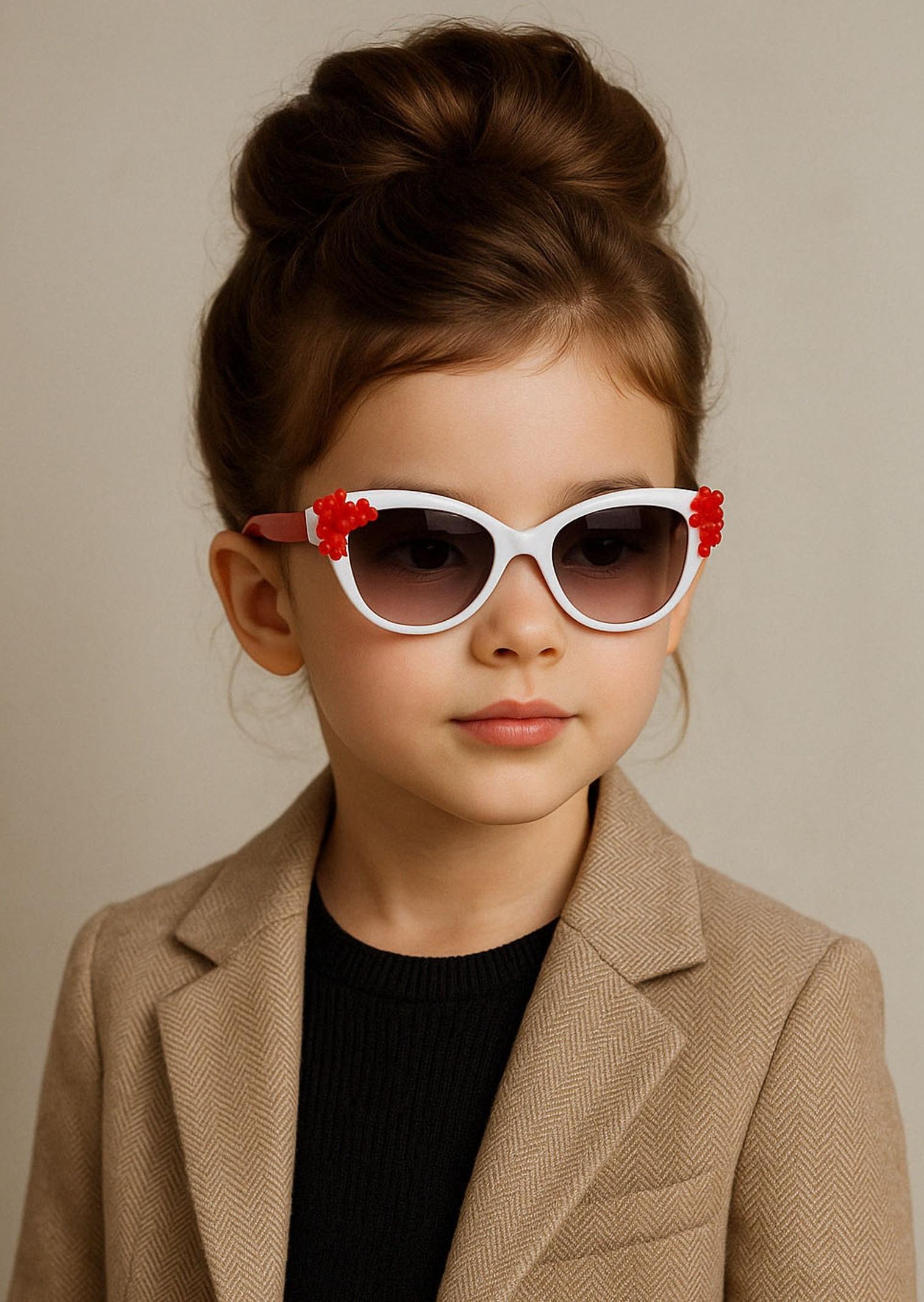 Очки солнцезащитные детские «OneSun. Цветочки», uv 400, белый, красный