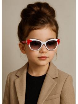 Очки солнцезащитные детские «OneSun. Цветочки», uv 400, белый, красный