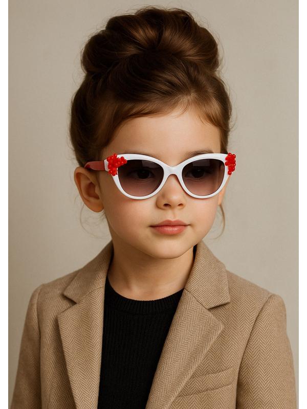 Очки солнцезащитные детские «OneSun. Цветочки», uv 400, белый, красный