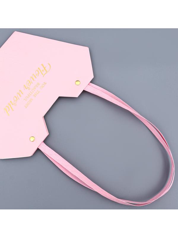 Сумка для цветов тиснение розовая, «Самой прекрасной», влагостойкая, 23×15×9 см