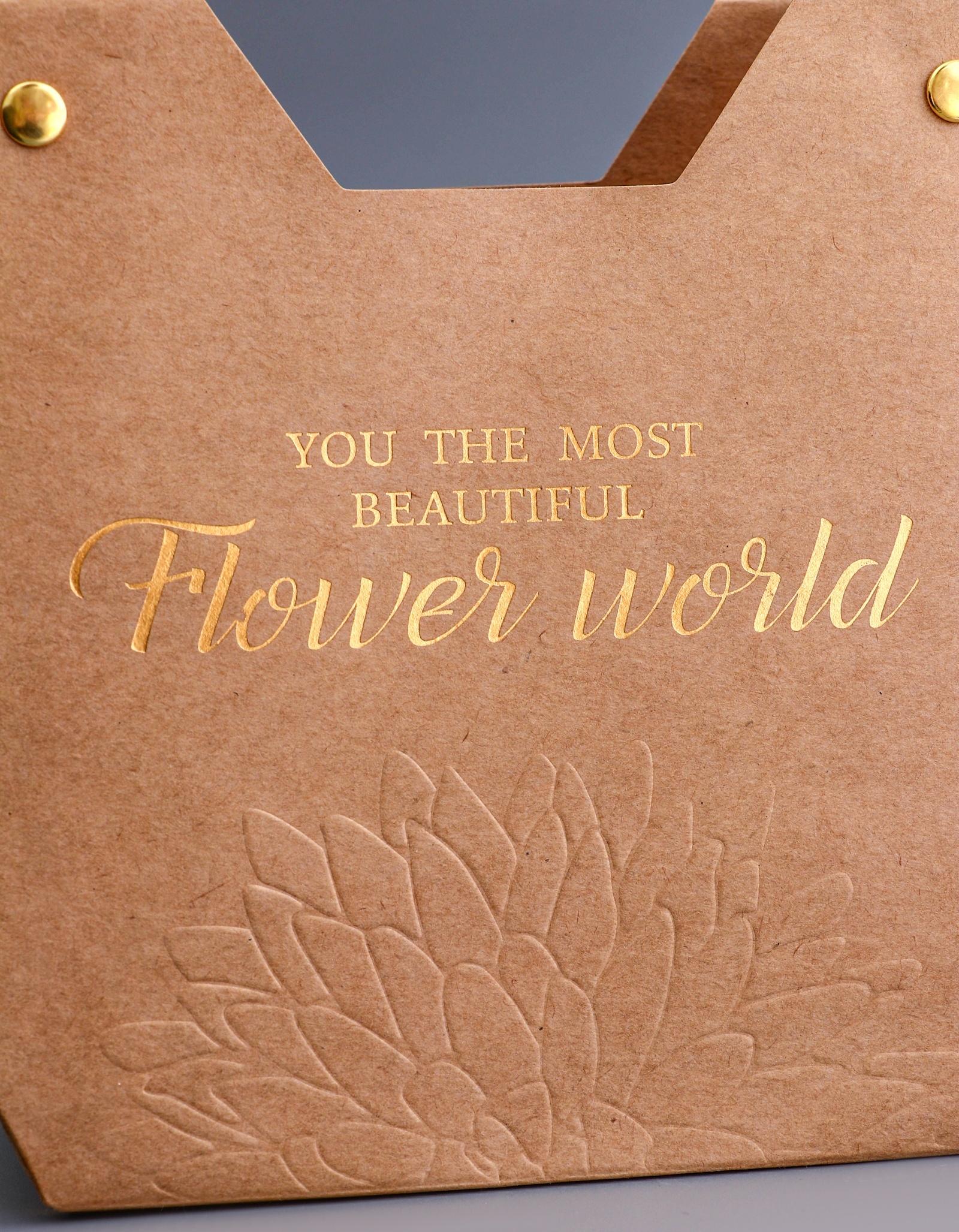 Сумка для цветов тиснение крафт, «Самой прекрасной», влагостойкая, 23×15×9 см