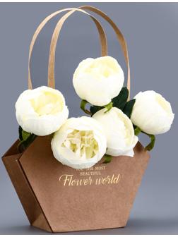 Сумка для цветов тиснение крафт, «Самой прекрасной», влагостойкая, 23×15×9 см