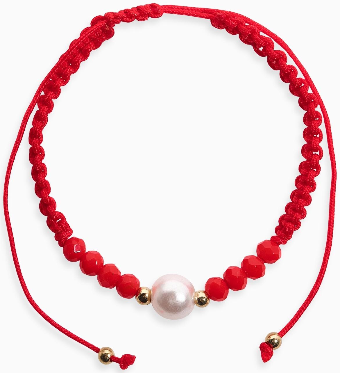 Браслет-оберег «Красная нить» женский, защита, бусина, цвет красно-белый, d=6