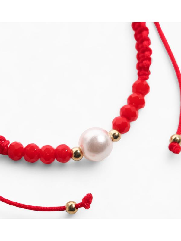 Браслет-оберег «Красная нить» женский, защита, бусина, цвет красно-белый, d=6