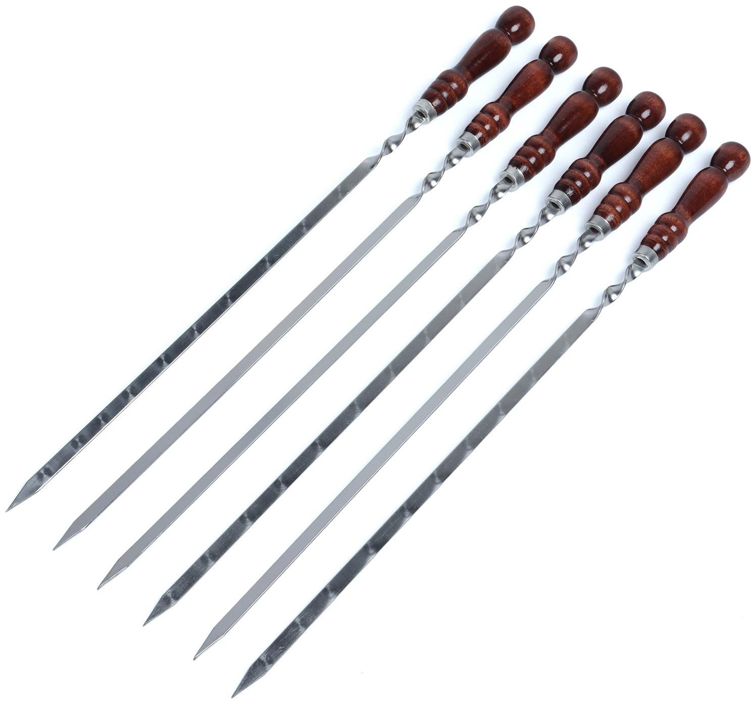 Набор шампуров в тубусе, 6 шт., деревянная ручка «Фигурная», 73(50)×1.2×0.25 см, цвет камуфляж