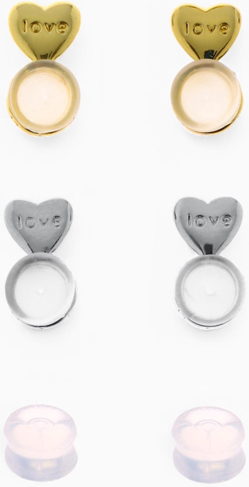 Заглушки силиконовые «Сердце» поддерживающие (3 пары), цвет золото, серебро