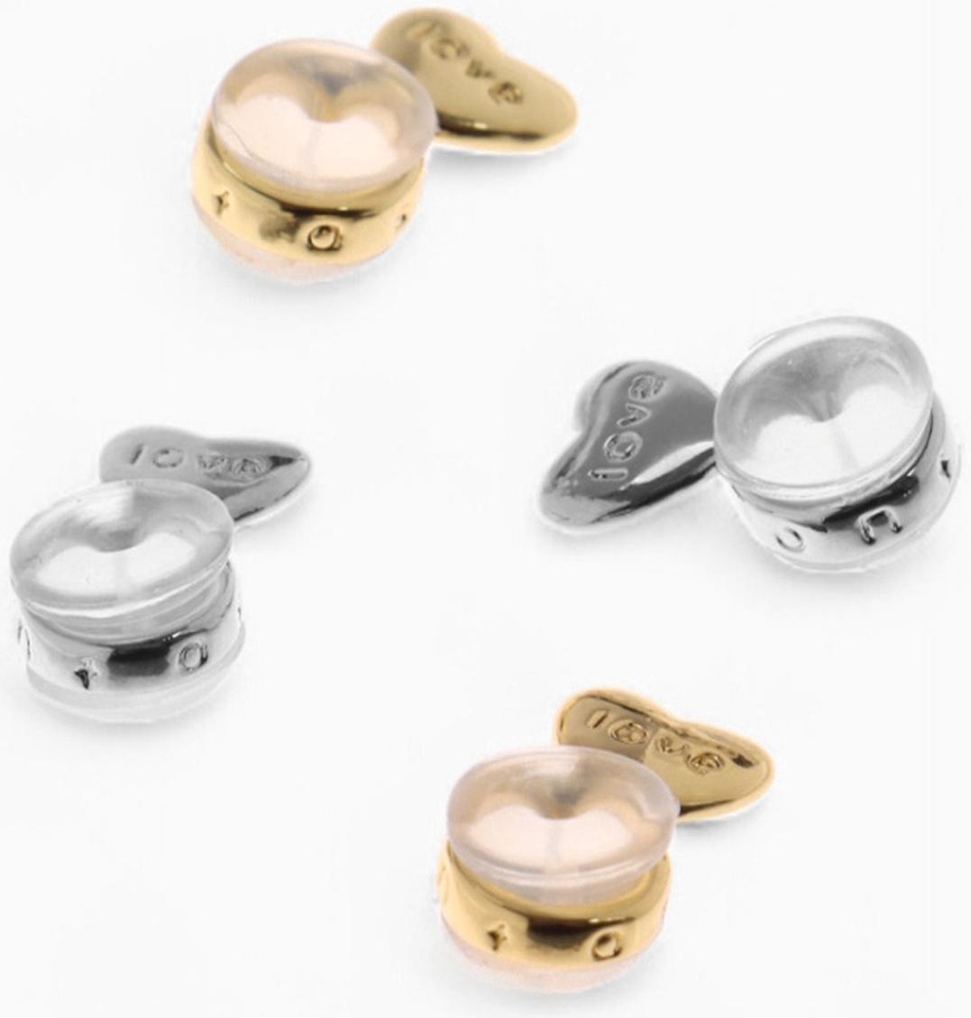 Заглушки силиконовые «Сердце» поддерживающие (3 пары), цвет золото, серебро