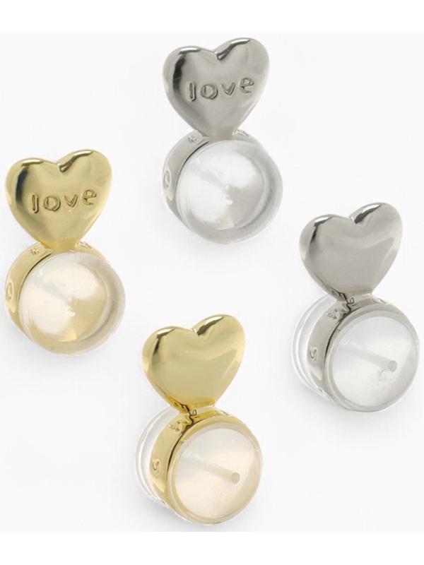 Заглушки силиконовые «Сердце» поддерживающие (3 пары), цвет золото, серебро
