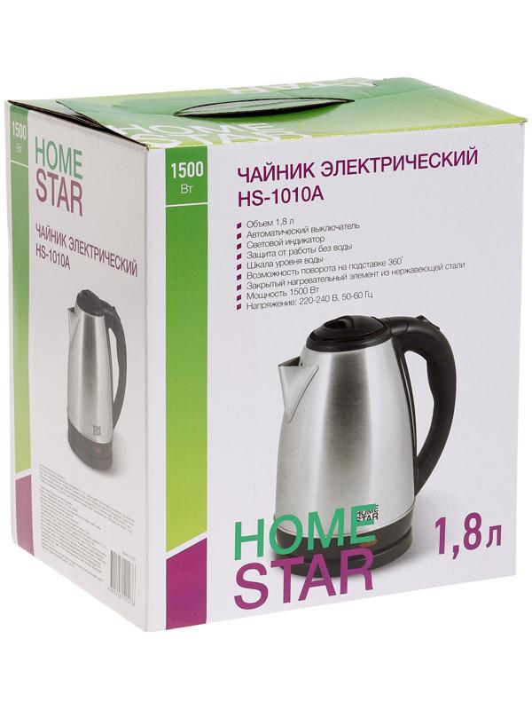 Чайник электрический Homestar HS-1010A, металлический, 1.8 л, 1500 Вт