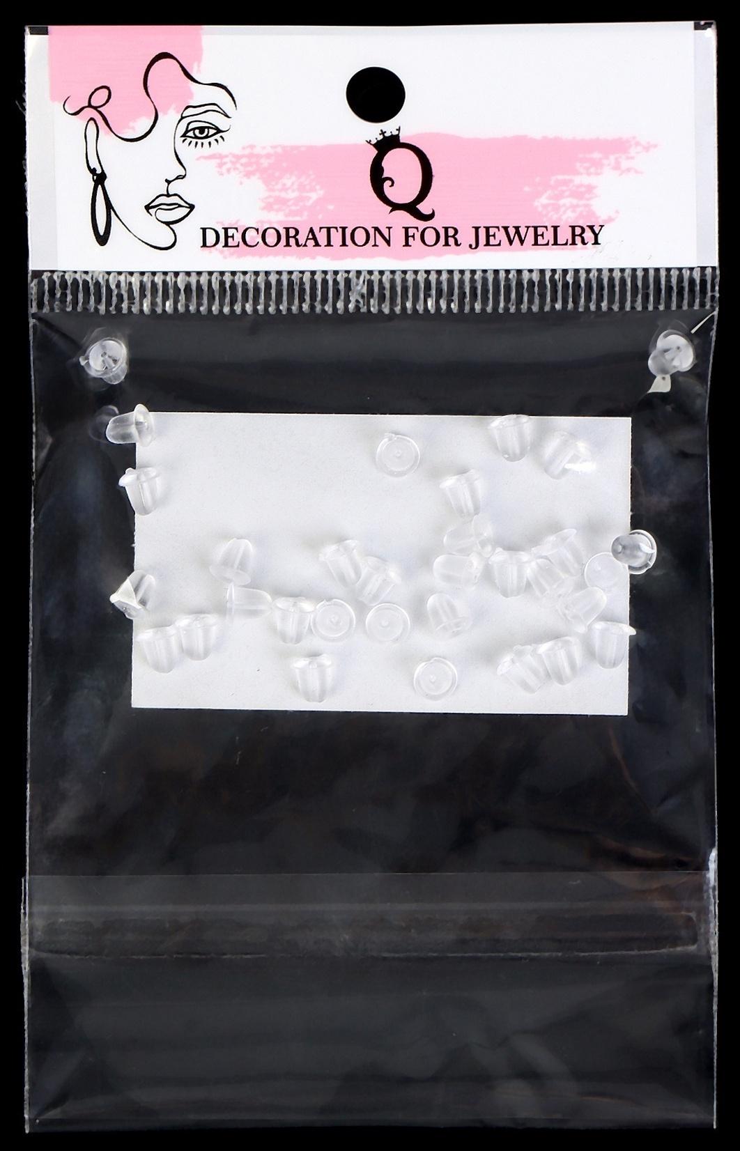 Заглушки для сережек, швенз, пусет силиконовые для швенз и пусет, набор 30 шт. 4×5 мм