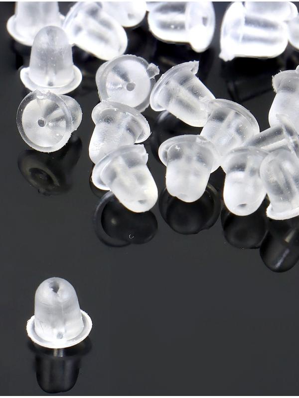 Заглушки для сережек, швенз, пусет силиконовые для швенз и пусет, набор 30 шт. 4×5 мм