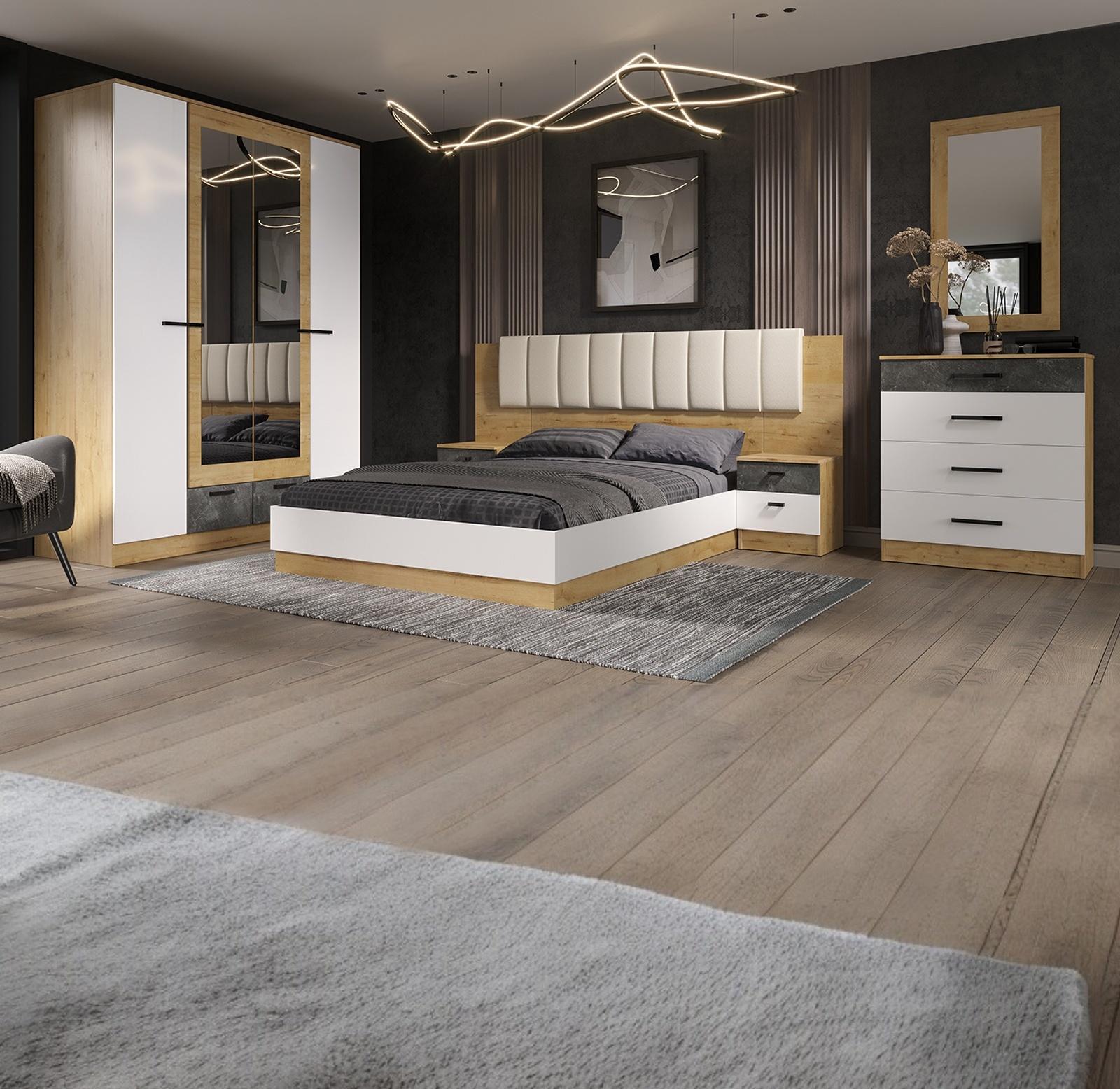 Спальный гарнитур «Адель», комплект 6 предметов, цвет дуб вотан/белый гладкий