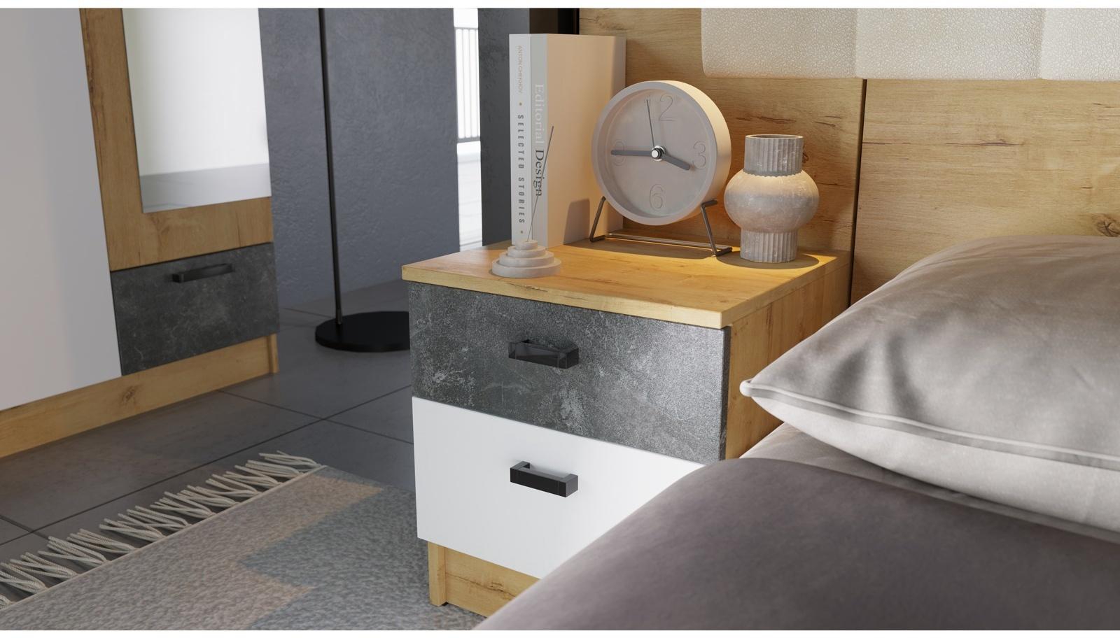 Спальный гарнитур «Адель», комплект 6 предметов, цвет дуб вотан/белый гладкий