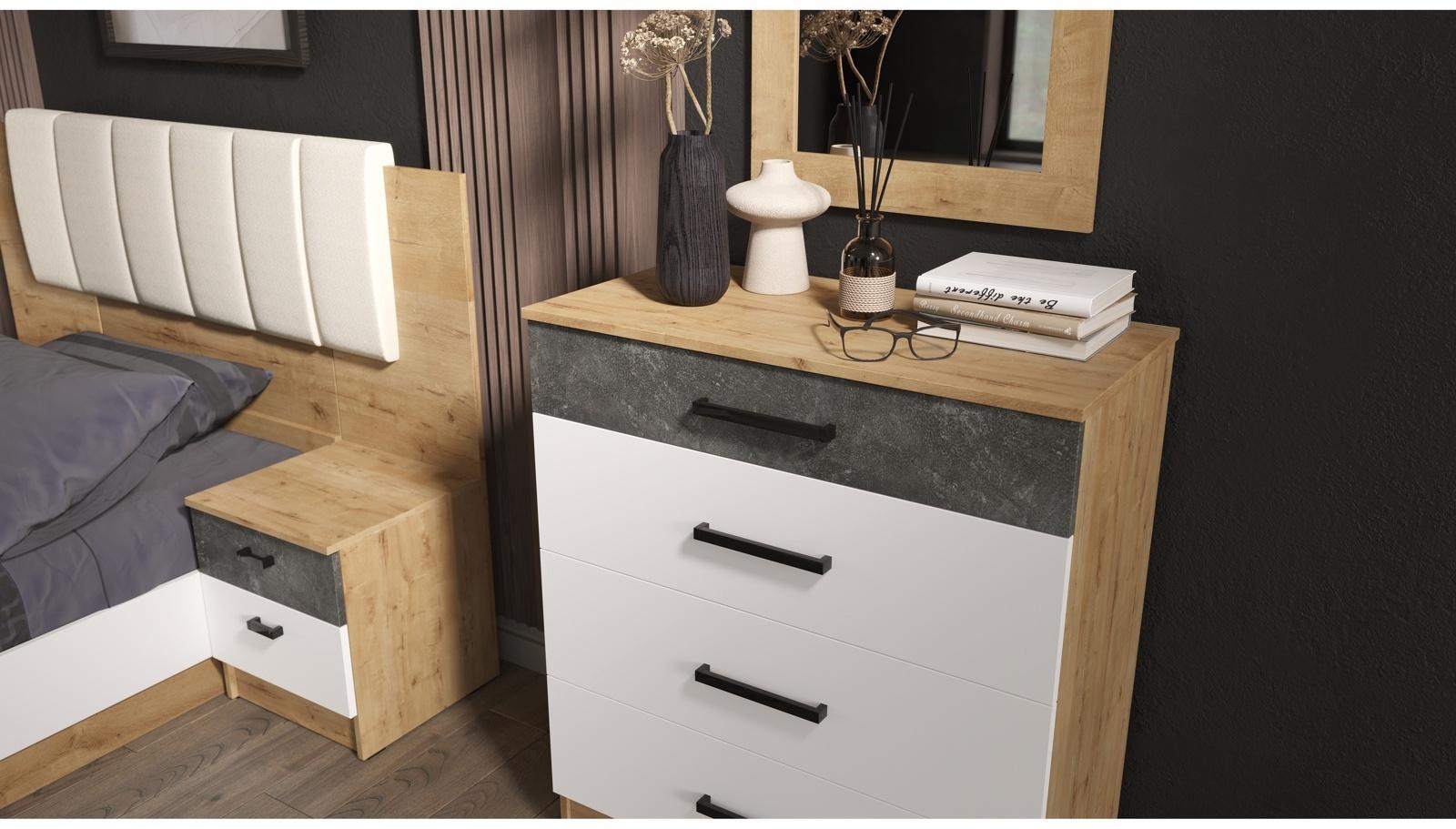 Спальный гарнитур «Адель», комплект 6 предметов, цвет дуб вотан/белый гладкий