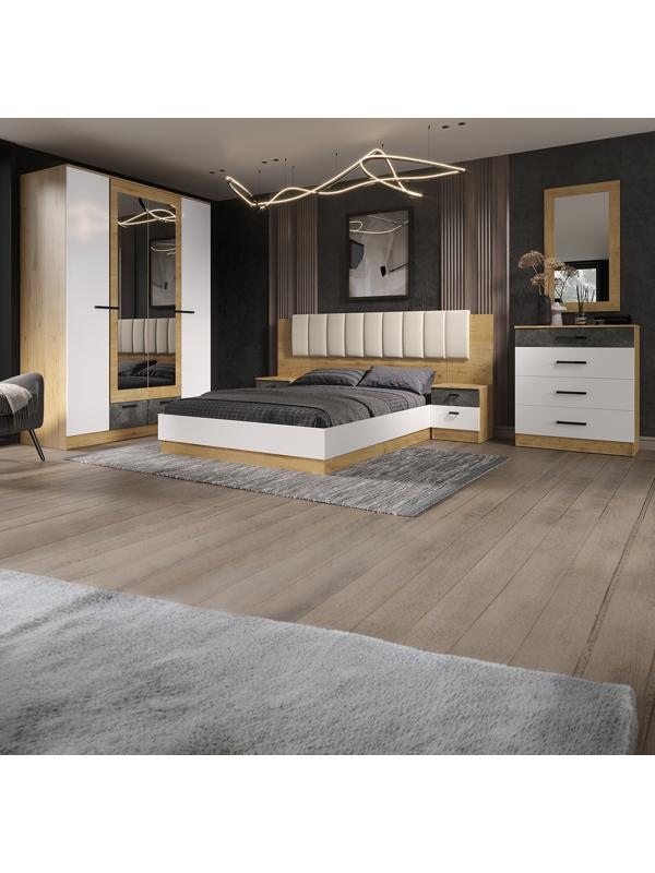 Спальный гарнитур «Адель», комплект 6 предметов, цвет дуб вотан/белый гладкий