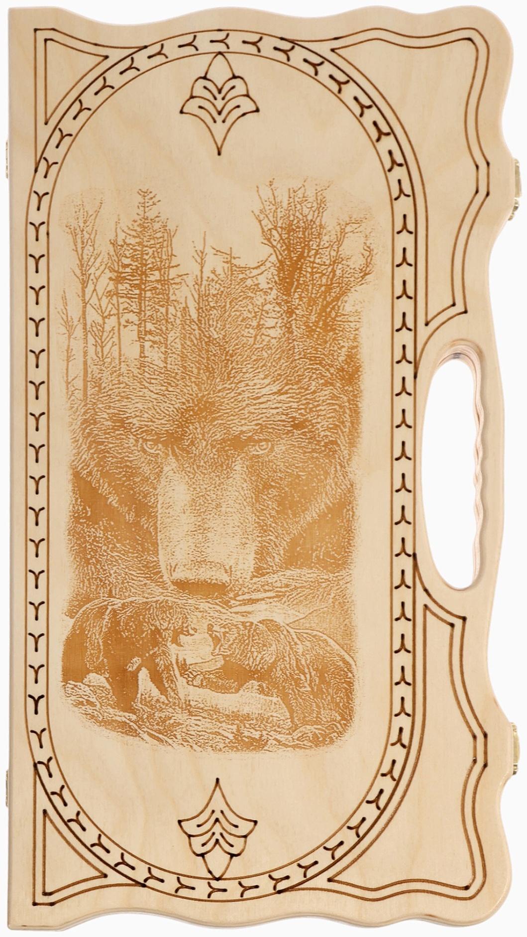 Нарды деревянные «Медведь», резные, 45×48 см