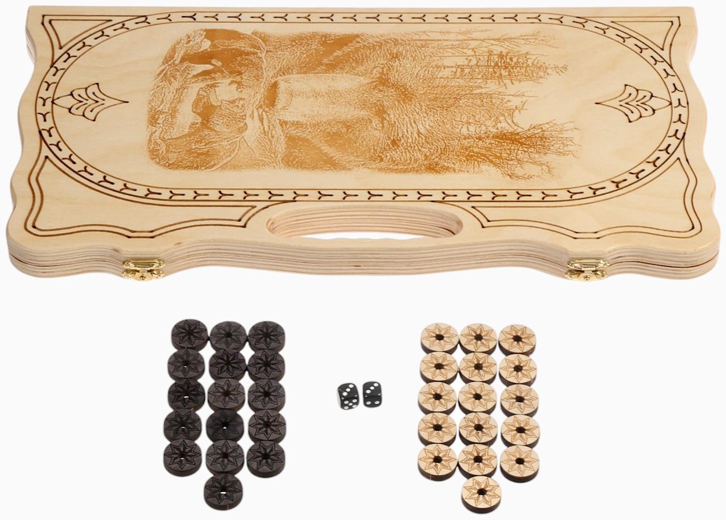 Нарды деревянные «Медведь», резные, 45×48 см