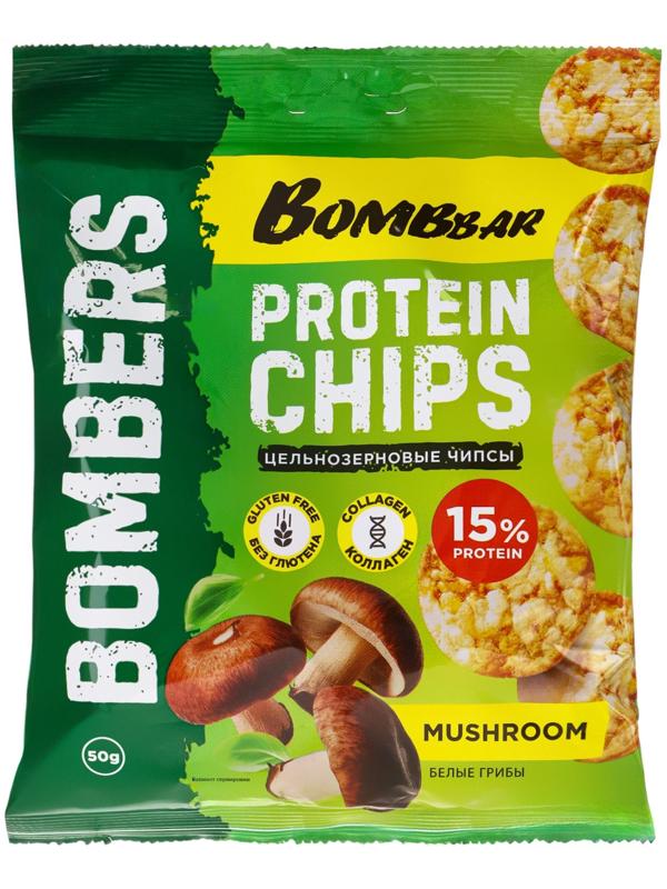 Чипсы цельнозерновые протеиновые BOMBBAR «Белые грибы», 50 г