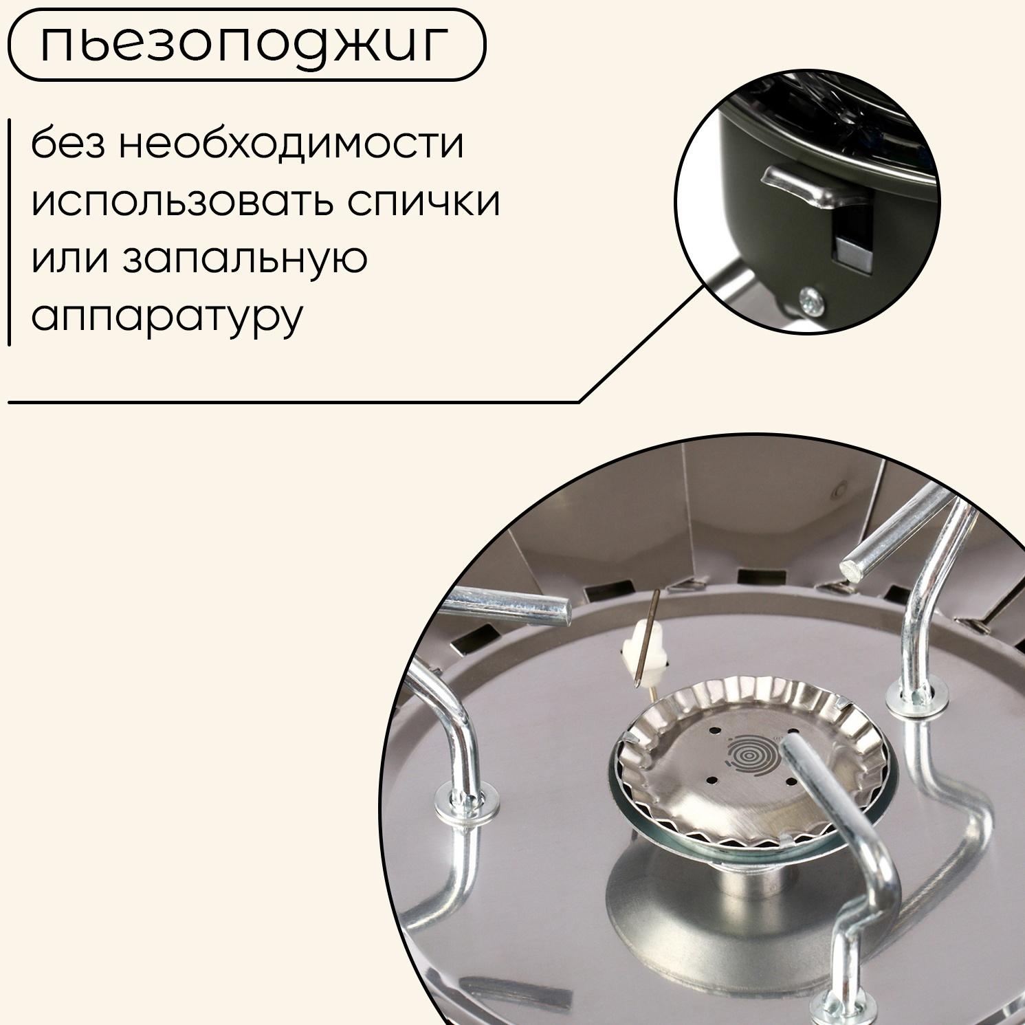УЦЕНКА Плита газовая портативная maclay, для кемпинга, с ветрозащитой, 17×13 см, большая, круглая