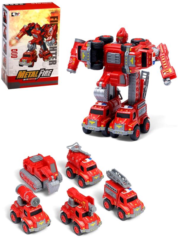 Робот-трансформер «Огнеборец» 5в1, собирается из 5 машинок, подвижные детали