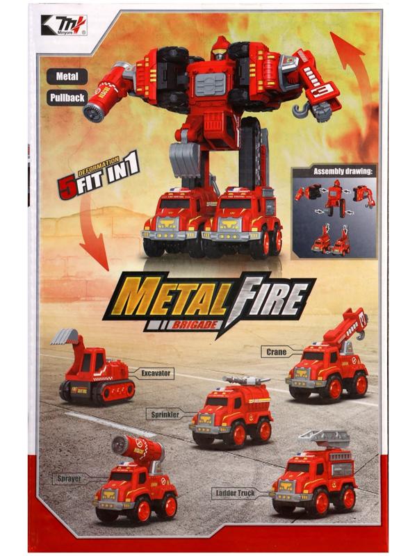 Робот-трансформер «Огнеборец» 5в1, собирается из 5 машинок, подвижные детали
