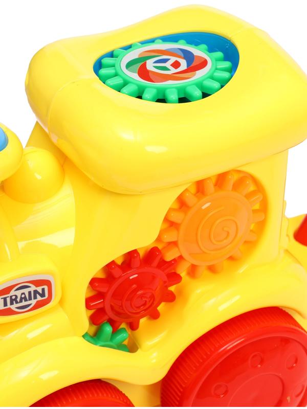 Каталка детская на палочке «Паровозик», с шестерёнками и ручкой