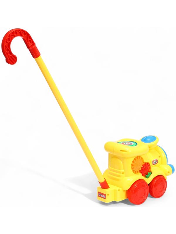 Каталка детская на палочке «Паровозик», с шестерёнками и ручкой