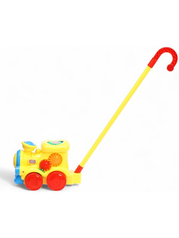 Каталка детская на палочке «Паровозик», с шестерёнками и ручкой