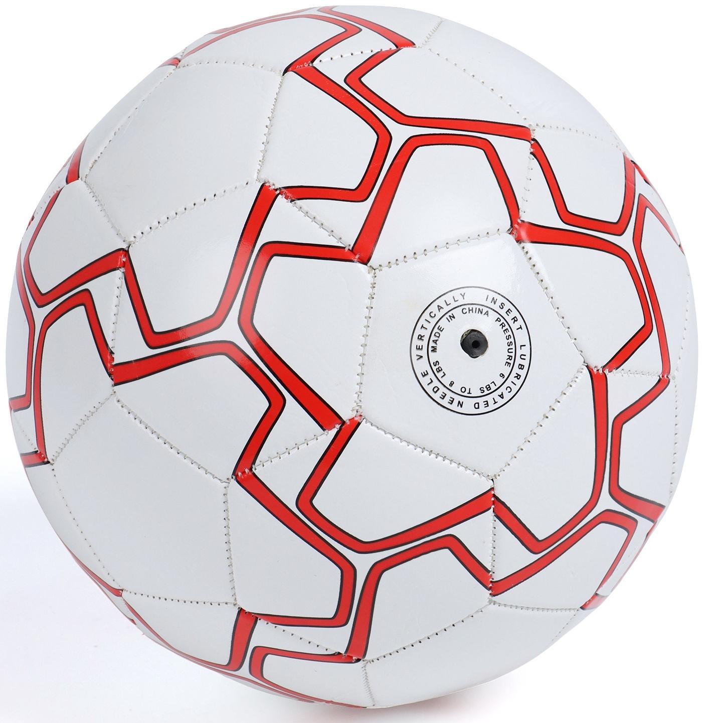 Футбольный мяч ONLYTOP, машинная сшивка, 32 панели, р. 5, PVC, резиновая камера, белый, красный