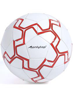 Футбольный мяч ONLYTOP, машинная сшивка, 32 панели, р. 5, PVC, резиновая камера, белый, красный