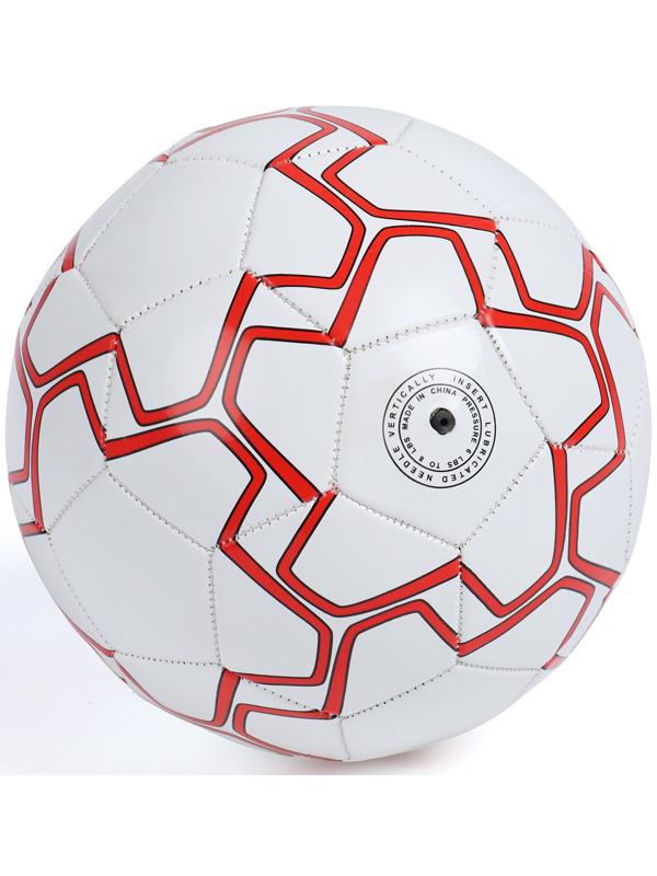 Футбольный мяч ONLYTOP, машинная сшивка, 32 панели, р. 5, PVC, резиновая камера, белый, красный